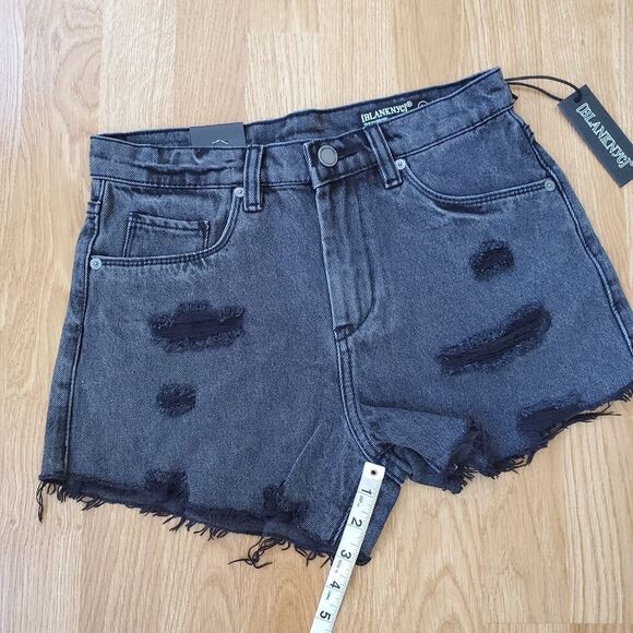 NEW! Blank NYC | 'The Barrow' High-Waist Distressed Shorts - [size 25, Black] - Picture 10 of 13